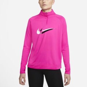 Nike Pro Dri-FIT Women's M Pink Half-Zip Pullover Athletic Running Baselayer Top